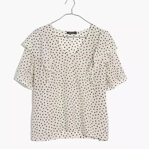 Madewell V-Neck Ruffle Sleeve Top